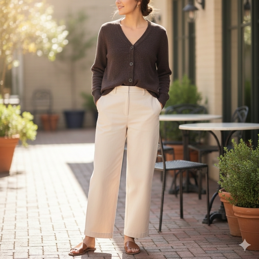 VTG Edie Bauer Wool Cardigan Chocolate Brown Womens M